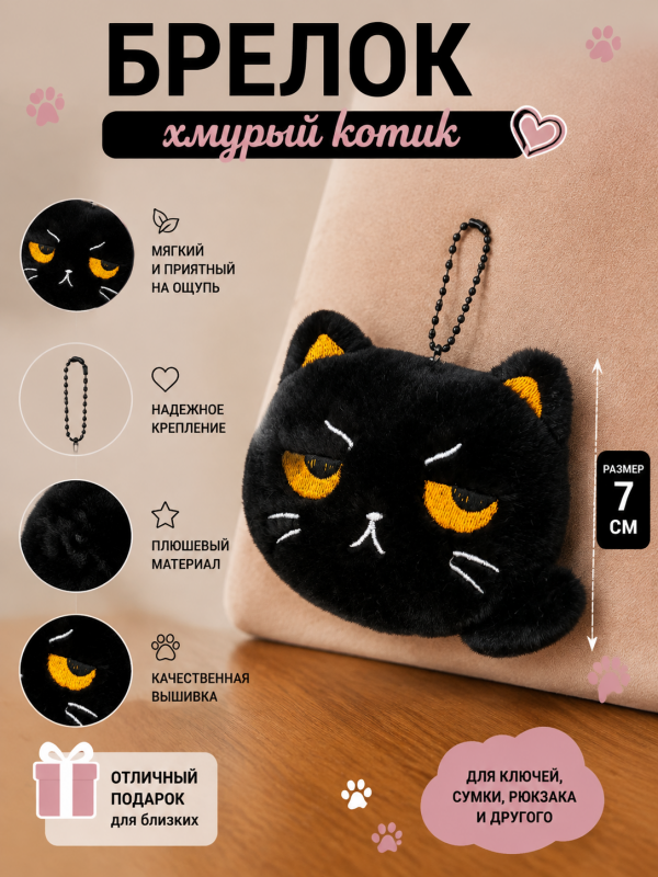 Брелок Хмурый котик